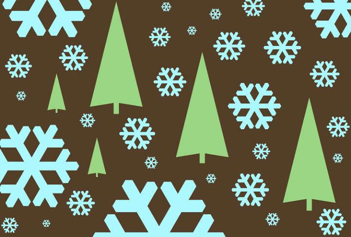 snowflake symbols and tree create festive winter themed background
