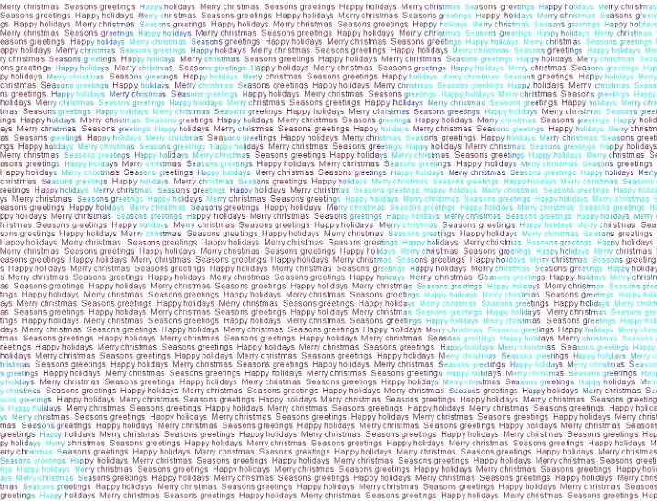 Merry Christmas: Seasonal phrases typed out to create a snowflake festive background
