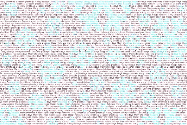 Seasonal phrases typed out to create a snowflake patterned background