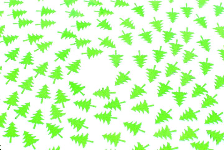 a background of green christmas tree shapes arranged in a spiral pattern