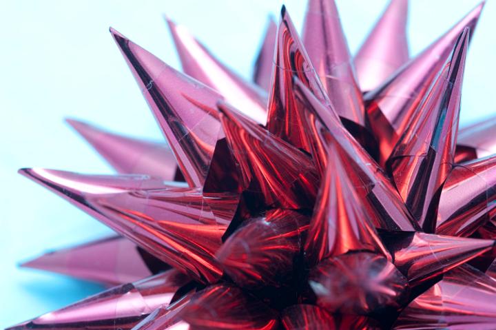 Closeup of a spiky Christmas decoration or ornamental bow to decorate your Christmas gift