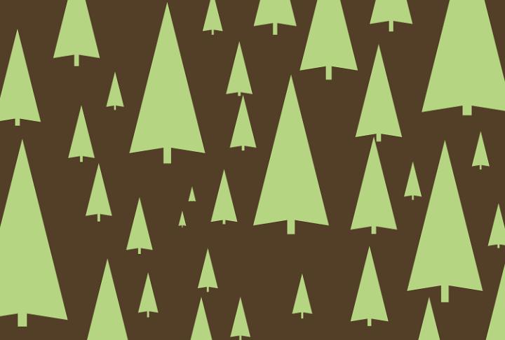 a brown background with green tree symbols make a tastefull festive backdrop
