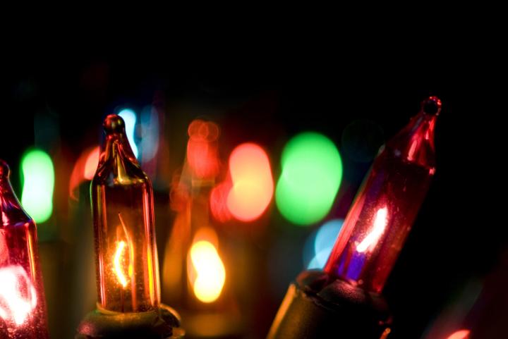 close up on multicolored incandescent christmas mini lights