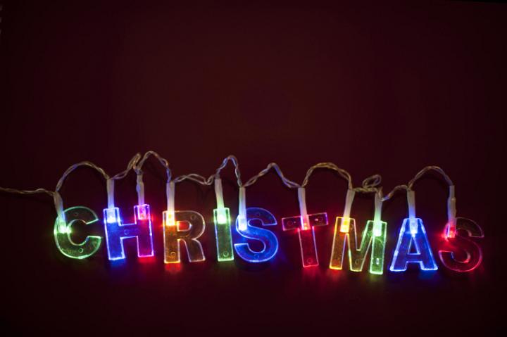 Christmas garland on brown background